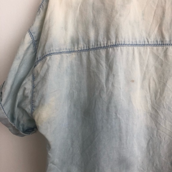 Top Shop - Denim Cotton Bleach Top - Size 6 - Picture 4 of 5